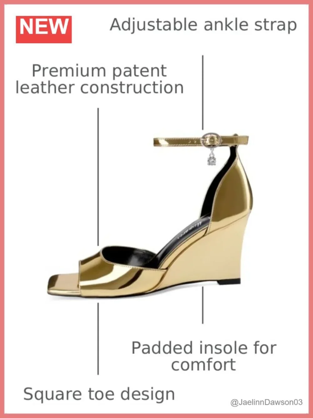 Women's Square Toe Wedge Sandals Ankle Strap 3.5 Inch Dress Heels Padded